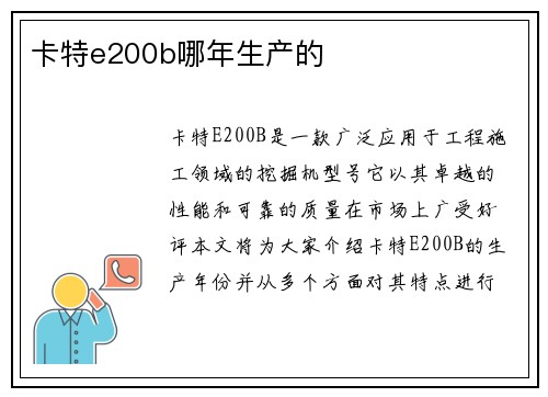 卡特e200b哪年生产的